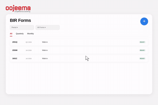 Generate a BIR form from the books