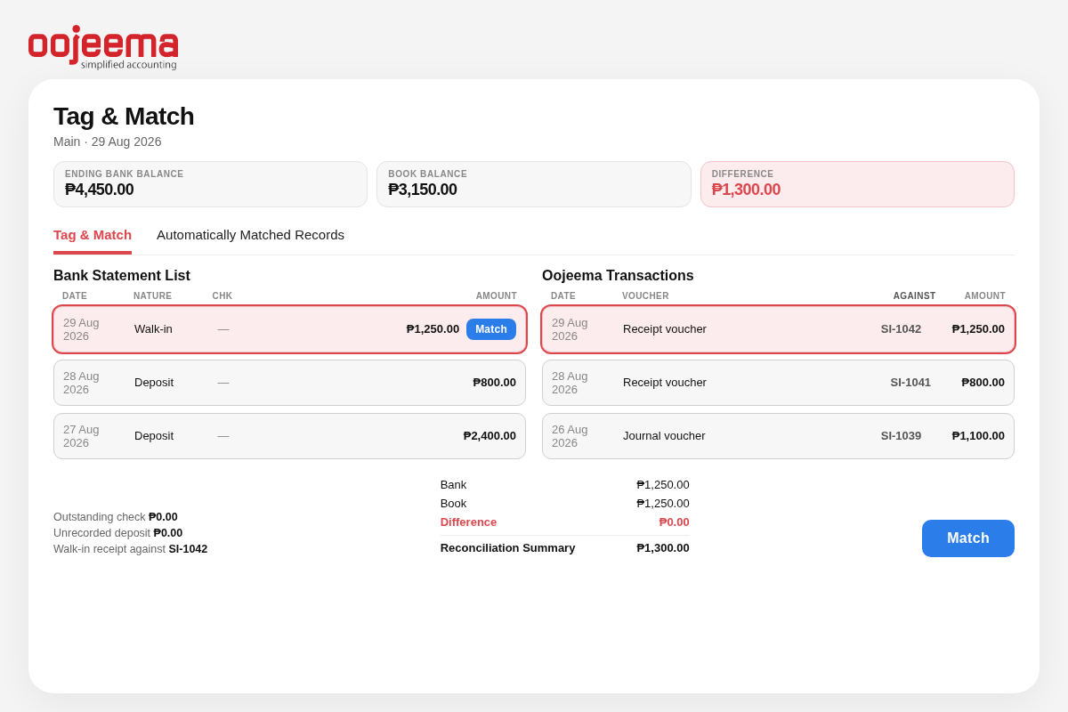 Tag and Match bank lines to books in Oojeema