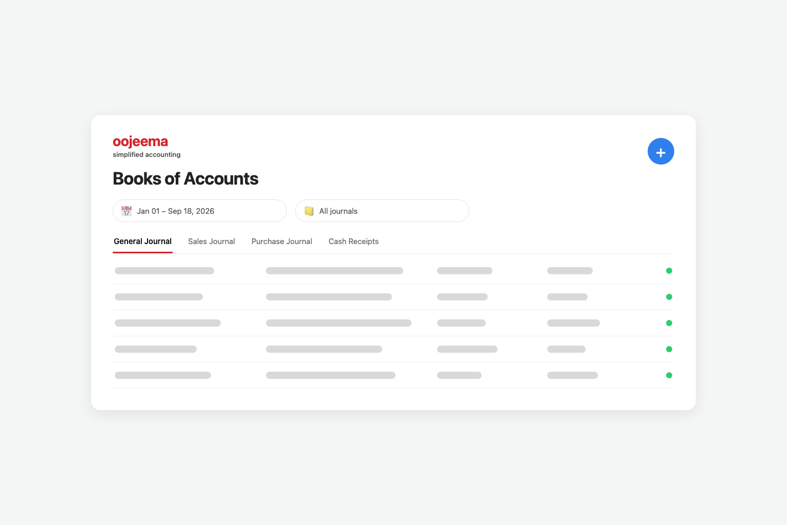 Oojeema Books of Accounts — CAS-ready computerized books.